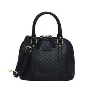 GUCCI Guccissima Shoulder Bag Black Leather